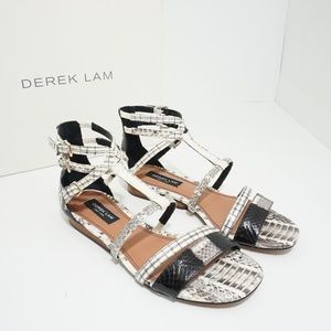 🆕 Derek Lam Flats Strappy Sandals Snake Print 5 M